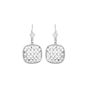 Woven Drop Earrings in 9ct White Gold