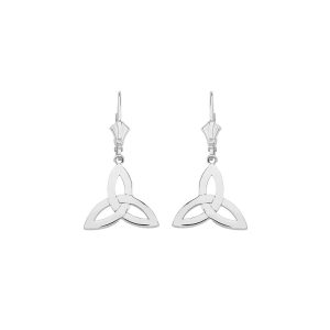 Trinity Knot Drop Earrings in 9ct White Gold