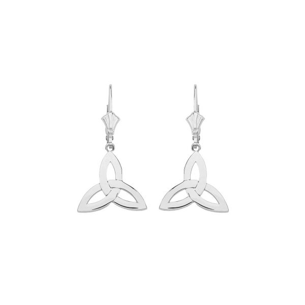 Trinity Knot Drop Earrings in 9ct White Gold