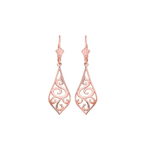 Tribal Drop Earrings in 9ct Rose Gold