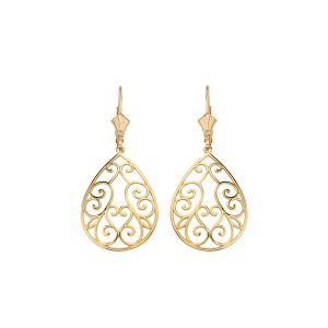 Swirl Heart Drop Earrings in 9ct Gold