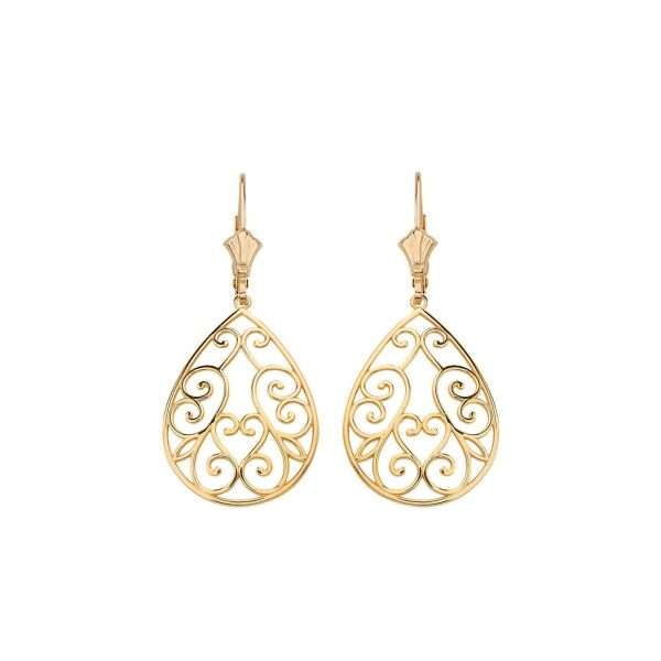 Swirl Heart Drop Earrings in 9ct Gold