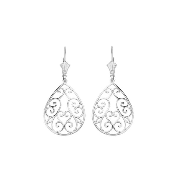 Swirl Heart Drop Earrings in Sterling Silver