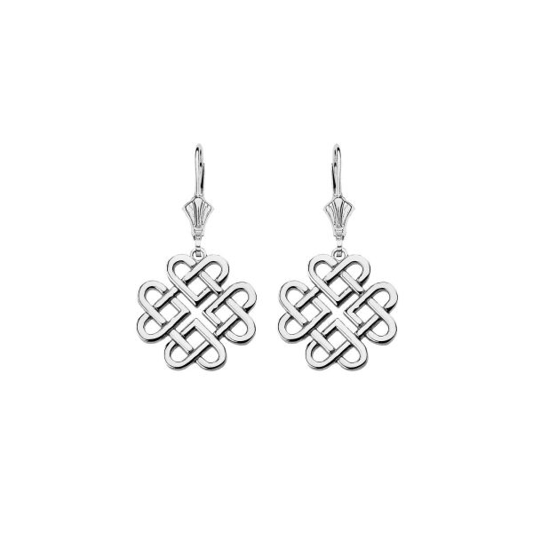Petite Woven Hearts Drop Earrings in Sterling Silver