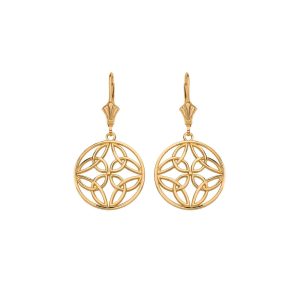 Triquetra Trinity Knot Circle Earrings in 9ct Gold