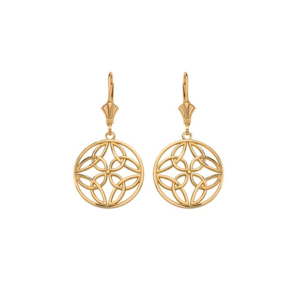 Triquetra Trinity Knot Circle Earrings in 9ct Gold