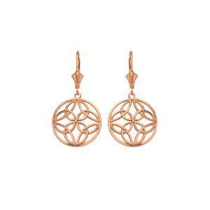 Triquetra Trinity Knot Circle Earrings in 9ct Rose Gold