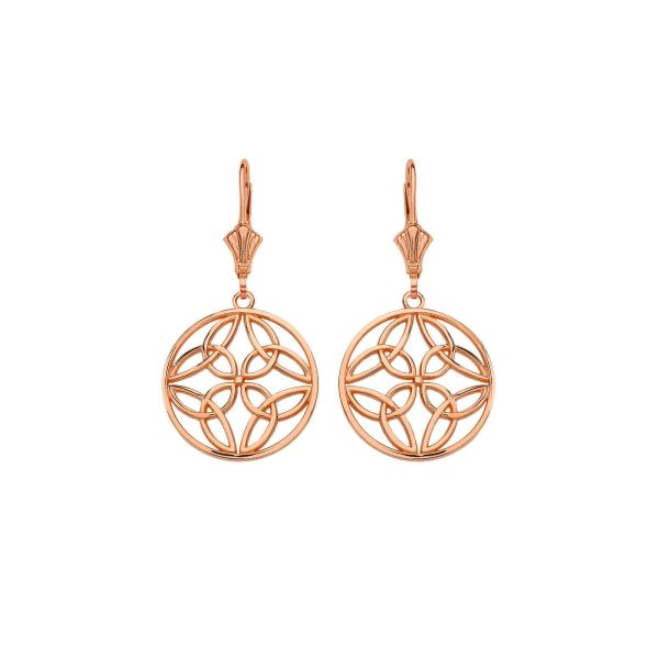 Triquetra Trinity Knot Circle Earrings in 9ct Rose Gold