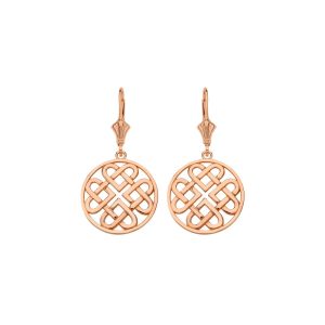 Woven Hearts Circle Earrings in 9ct Rose Gold