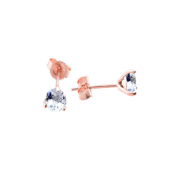 Aquamarine Classic Gemstone Stud Earrings in 9ct Rose Gold