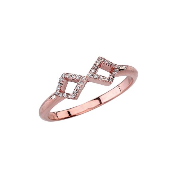 Diamond Mirrored Open Ring in 9ct Rose Gold