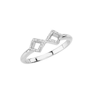 Diamond Mirrored Open Ring in 9ct White Gold