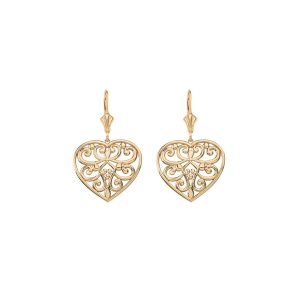 Swirling Heart Drop Earrings in 9ct Gold