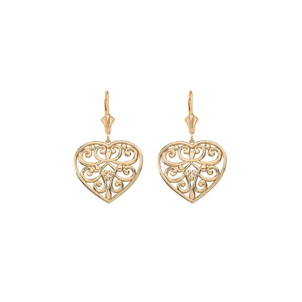 Swirling Heart Drop Earrings in 9ct Gold