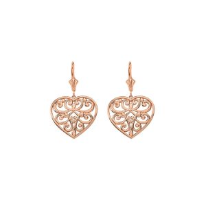 Swirling Heart Drop Earrings in 9ct Rose Gold