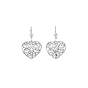 Swirling Heart Drop Earrings in 9ct White Gold