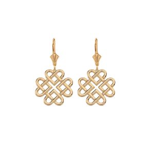 Woven Hearts Drop Earrings in 9ct Gold, Small