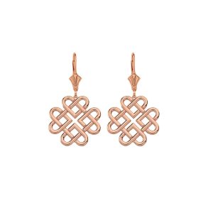 Woven Hearts Drop Earrings in 9ct Rose Gold, Small