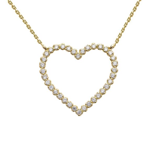 Diamond Outline Heart Double Sided Pendant Necklace in 9ct Gold