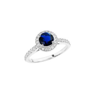 Sapphire Karma Halo Gemstone Ring in 9ct White Gold