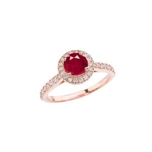 Ruby Karma Halo Gemstone Ring in 9ct Rose Gold