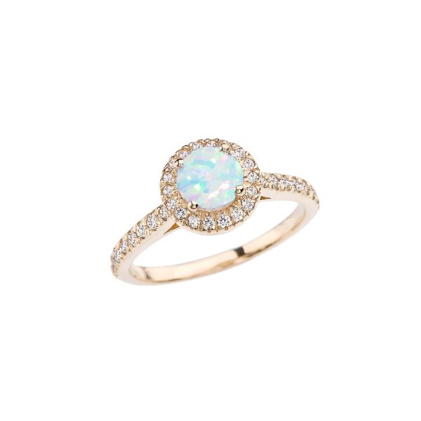 Opal Karma Halo Gemstone Ring in 9ct Gold