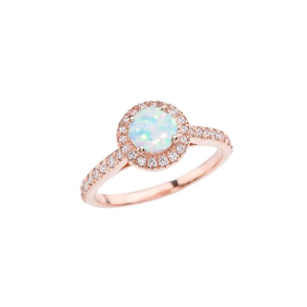 Opal Karma Halo Gemstone Ring in 9ct Rose Gold