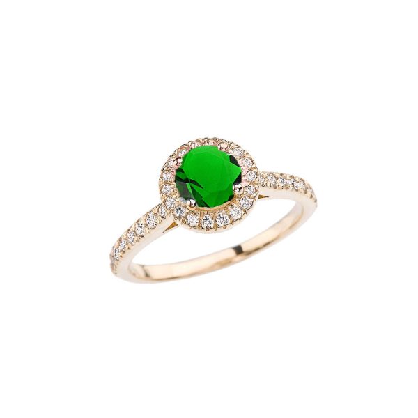 Emerald Karma Halo Gemstone Ring in 9ct Gold