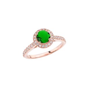 Emerald Karma Halo Gemstone Ring in 9ct Rose Gold