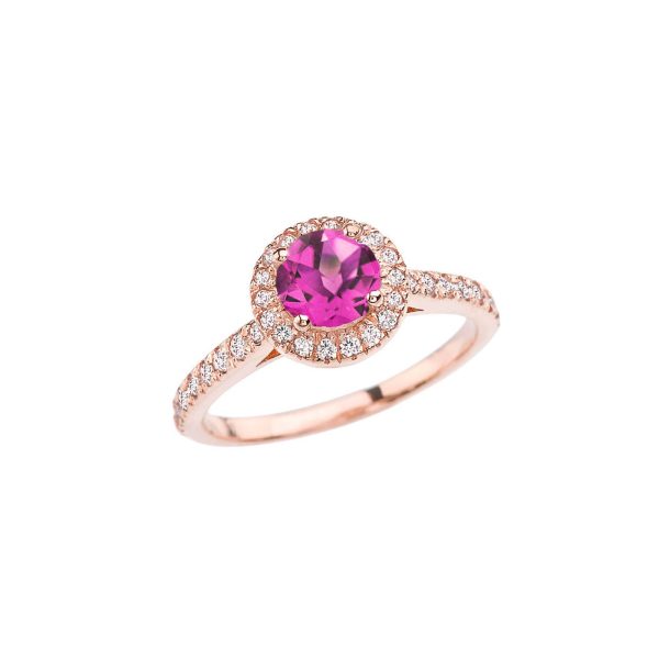 Alexandrite Karma Halo Gemstone Ring in 9ct Rose Gold