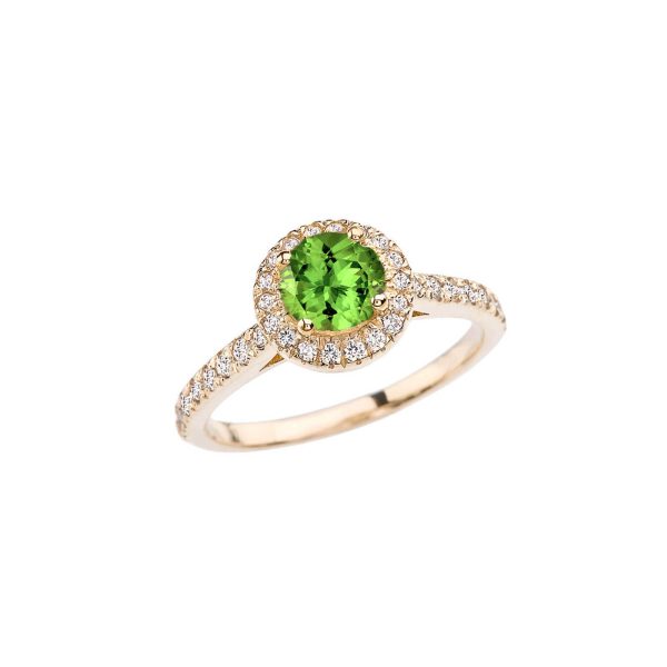 Peridot Karma Halo Gemstone Ring in 9ct Gold