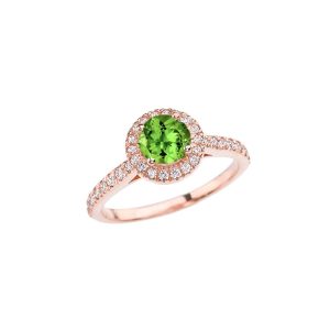 Peridot Karma Halo Gemstone Ring in 9ct Rose Gold