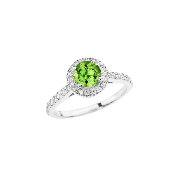 Peridot Karma Halo Gemstone Ring in 9ct White Gold