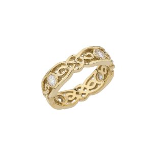 CZ Celtic Wedding Ring in 9ct Gold