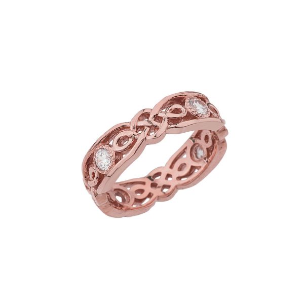 Diamond Celtic Motif Wedding Ring in 9ct Rose Gold