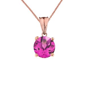 Alexandrite Simple Solo Gemstone Pendant Necklace in 9ct Rose Gold