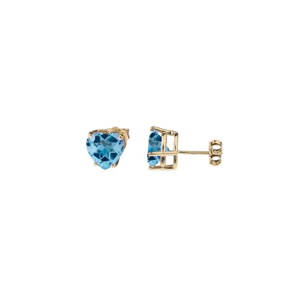 Blue Topaz Heart Earrings in 9ct Gold