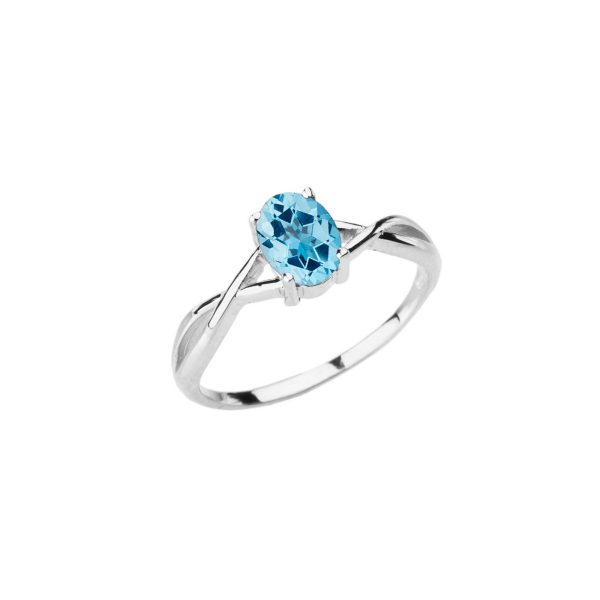 Blue Topaz Infinity Band Gemstone Ring in 9ct White Gold