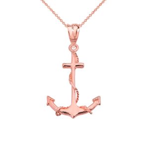 Anchor Pendant Necklace in 9ct Rose Gold