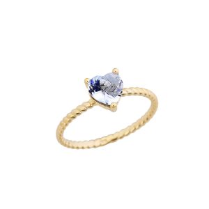 Aquamarine Heart Rope Ring in 9ct Gold