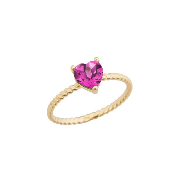 Alexandrite Heart Rope Ring in 9ct Gold