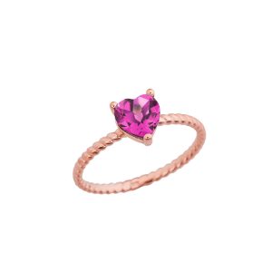 Alexandrite Heart Rope Ring in 9ct Rose Gold