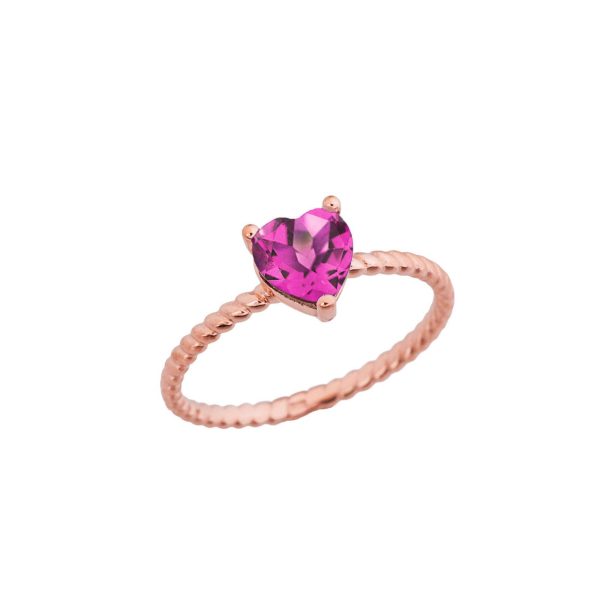 Alexandrite Heart Rope Ring in 9ct Rose Gold