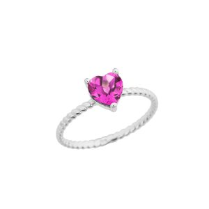 Alexandrite Heart Rope Ring in 9ct White Gold