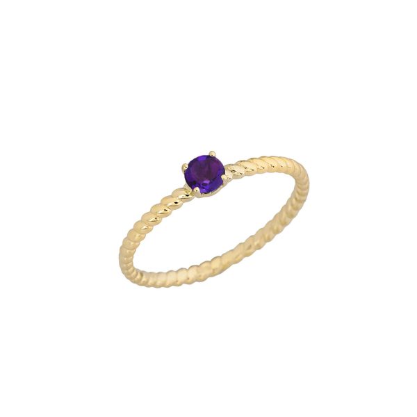 Amethyst Delicate Embellished Open Heart Ring in 9ct Gold