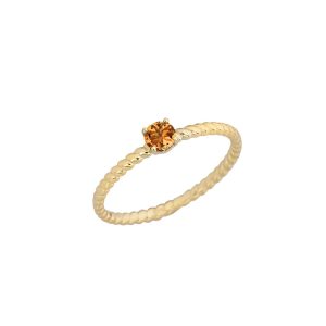 Citrine Delicate Embellished Open Heart Ring in 9ct Gold