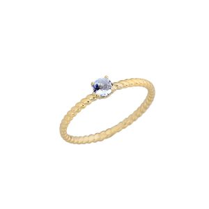 Aquamarine Delicate Embellished Open Heart Ring in 9ct Gold