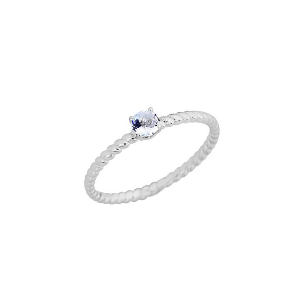 Aquamarine Delicate Embellished Open Heart Ring in 9ct White Gold