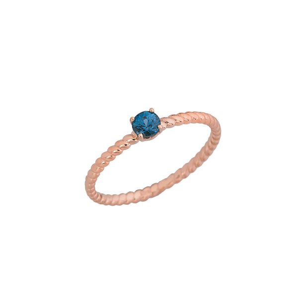 Blue Topaz Delicate Embellished Open Heart Ring in 9ct Rose Gold