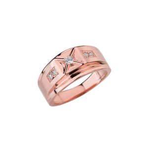 Men's Diamond Chunky Classy Ring, 0.15 ct in 9ct Rose Gold